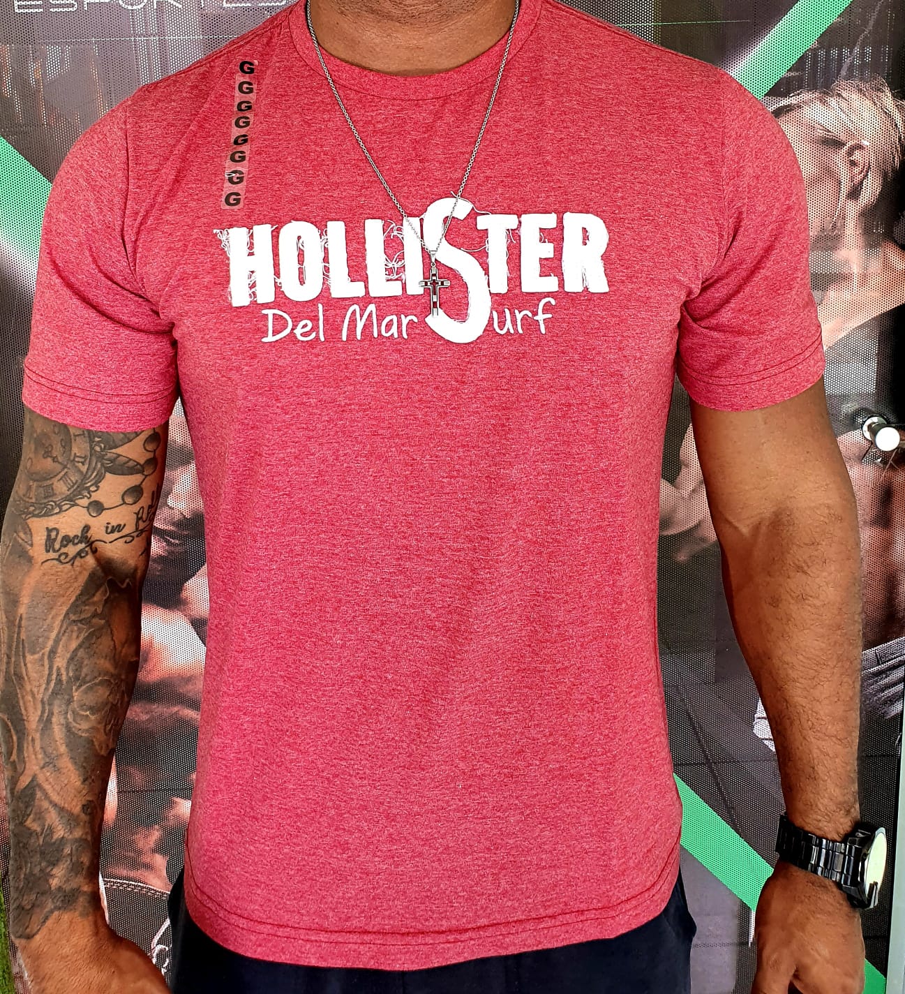 Zoom Camiseta Masculina Hollister Vermelha