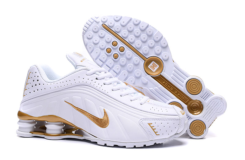 Zoom Tênis Nike Shox R4 Branco Gold